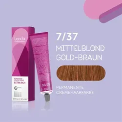 Londa Professional Extra Rich Crème Permanente Cremehaarfarbe 7/37 Mittelblond gold-braun 60ml