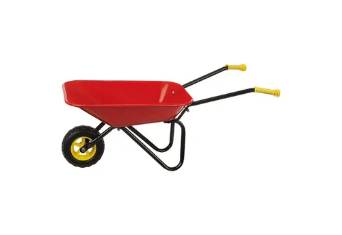 Rekord Kinderschubkarre Rot 304970 - Spielzeug-Gartenset für kleine Gärtner, aus robustem Metall mit rutschfesten Griffen für sichere Handhabung und 19 Liter Fassungsvermögen.