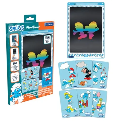 Lexibook, Die Schlümpfe Magische Schiefertafel, Künstlerisches Spielzeug für Mädchen und Jungen, Blau, CRT10SF