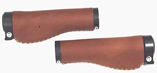 Böttcher Fahrrad Griffe Leder 138/138 mm mit Doppelverschraubung braun