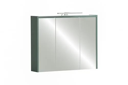 Schildmeyer Spiegelschrank Lovis 157102 mit Beleuchtung - Badezimmerspiegel mit 3 verspiegelten Türen, 9 Regalfächern und integrierter LED-Beleuchtung für optimale Sicht. Ideal für modernes Bad-Design.