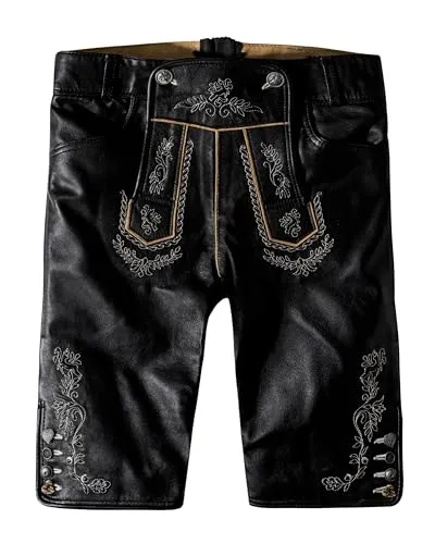 Stockerpoint Damen Roxanne Trachtenlederhose, Black Nappa, 34 - Trachtenlederhose für Damen aus hochwertigem Nappa Leder, handveredelt mit filigraner Stickerei und besonderen Knöpfen für einen einzigartigen Look.