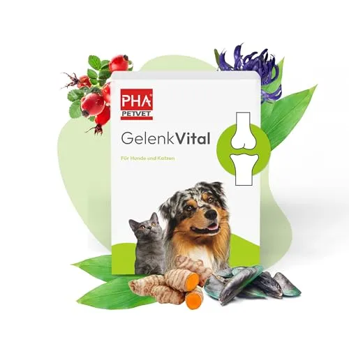 PHA GelenkVITAL für Hund & Katze jeden Alters, natürliche Inhaltsstoffe plus Vitamine zur Unterstützung von Beweglichkeit & Mobilität, 150 g Pulver