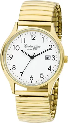 Eichmüller Herrenuhr Flexband Zugband Uhr Edelstahl IPG - Armbanduhren für Herren mit 5ATM Wasserfestigkeit, eleganten Leuchtzeigern und praktischem Datum – ideal für jeden Anlass.