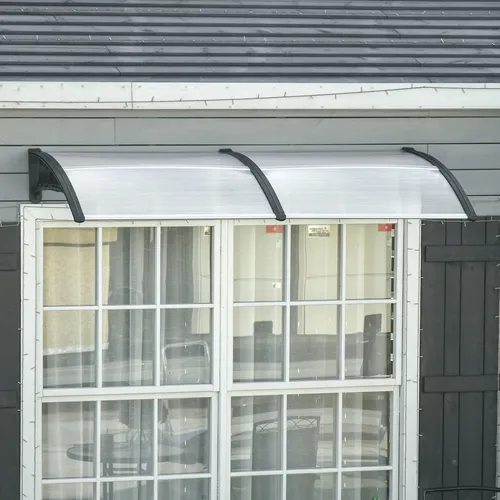 Outsunny Pultvordach für Haustür 200x96 cm - UV-beständig - Schützen Sie Ihren Eingangsbereich mit diesem stilvollen Pultvordach. Es bietet UV-Schutz und eine robuste Aluminiumlegierung für langlebige Nutzung im Außenbereich.