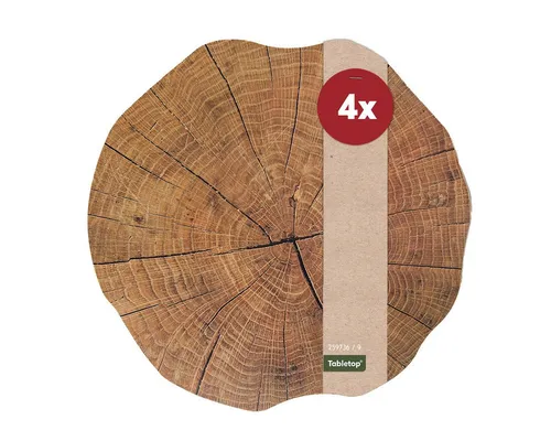 matches21 HOME & HOBBY Platzset Abwaschbare Tischsets 4er Set Baumstamm Holz-Optik rund, (4-St), Platzsets als Tisch-Untersetzer und Tisch-Deko für Esstisch Teller