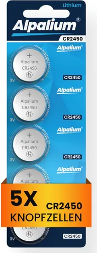 Alpalium CR2450 5er Blister Knopfzelle Lithium 3V für Küchenwaagen