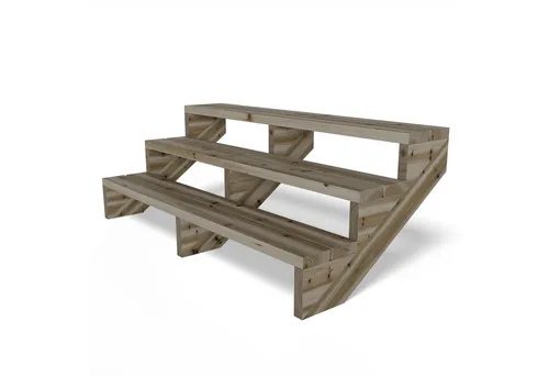 Gartenwelt Riegelsberger Terrassentreppe 150 cm mit 3 Stufen aus Kiefer - 🪜 Ideal zur Überwindung von Höhenunterschieden zwischen Terrasse und Rasen, bietet diese Treppe eine praktische Lösung für Heimwerker. 🌲 Massivholz, kesseldruckimprägniert, sorgt für Langlebigkeit. Komplett-Set mit Wangen, Bohlen und Schrauben.