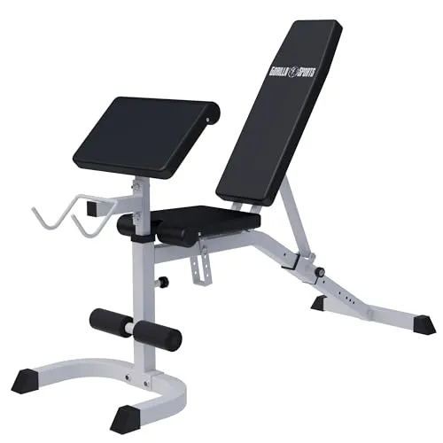 Produktbild GORILLA SPORTS Verstellbare Hantelbank mit Curlpult, 250kg