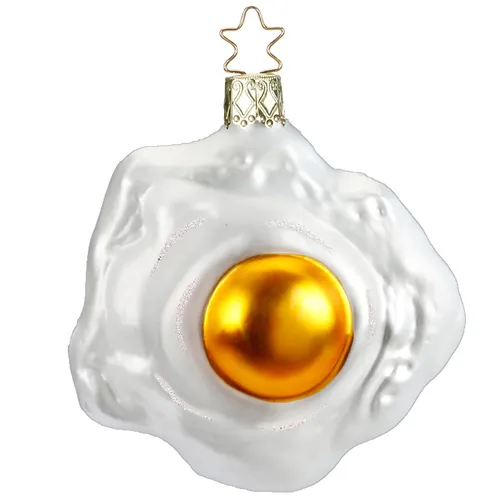 Christbaumkugel Spiegelei 12cm Weihnachtskugel Glas Figur Ei Küche handgemacht