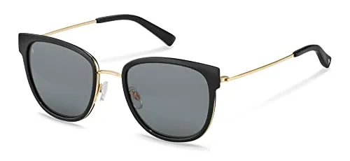 Rodenstock 3330 Damen-Sonnenbrille - Elegantes Vollrand-Butterfly-Design - Sonnenbrillen | Stilvolle Damen-Sonnenbrille mit goldfarbenem Metall-Gestell und grauen Kunststoffgläsern für einen trendigen Look.
