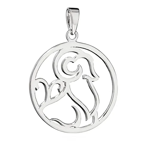 NKlaus 21mm Kettenanhänger Sternzeichen Widder aus 925 Silber - Hochwertiger Kettenanhänger für Damen im Widder-Design, aus 925 Sterlingsilber, perfekt als persönliches Geschenk oder für den eigenen Schmuckstil.