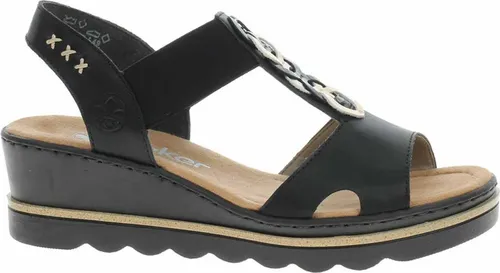 Rieker Damen Sandalen 67498 - Wanderschuhe mit Gummizug und komfortablem Keilabsatz, ideal für lange Wanderungen und Freizeitaktivitäten.