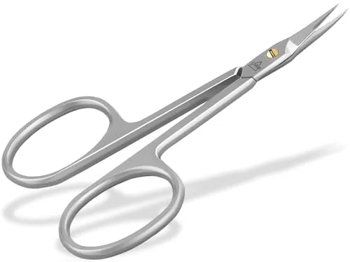 Nagelhautschere extra fein und scharf mit gebogener feiner Schnittfläche zum präzisen Kürzen von Nagelhautresten 8,5 cm Aus rostfreiem Edelstahl