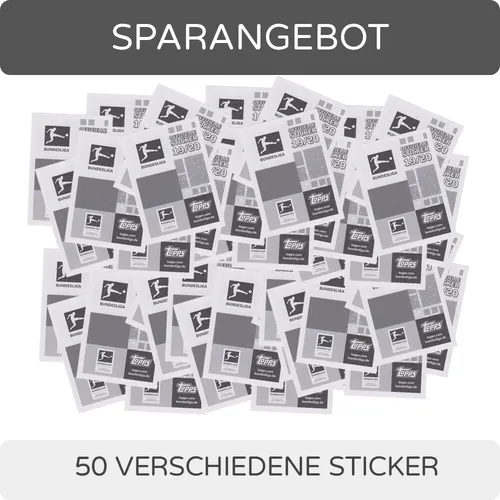 Topps Bundesliga Sammelsticker 2019/20 - 50 verschiedene Sticker (zufällige Ausw