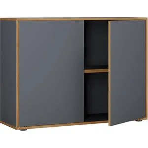 VCM Holz Büroschrank Salia 2-Fach - 100 cm Breite - Schränke für das Heimbüro: Höhenverstellbarer Aktenschrank für ca. 24 Ordner, ideal für Ordnung im Büro. Maße: H. 74 x B. 100 x T. 33 cm.