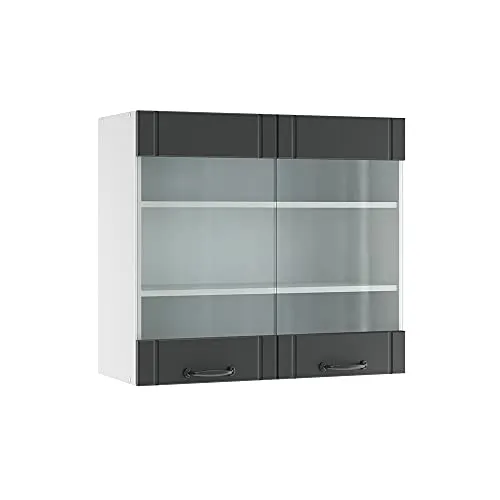 Vicco Glashängeschrank Fame-Line, Anthrazit/Weiß, 80 cm in grau von Vicco