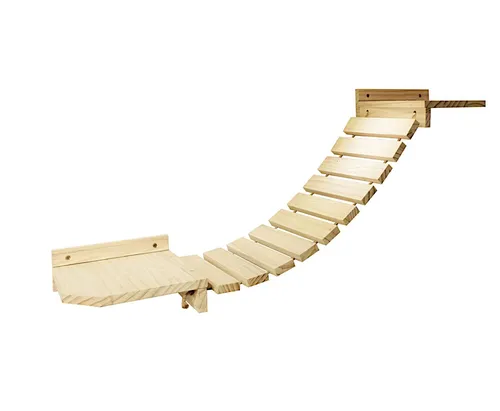 Wand Katzen Hängebrücke - Kletterbrücke für Katzen - Kletterwand aus natürlichem Holz, 55 cm lang und 22 cm breit. Ideal für aktive Katzen, um sicher zu klettern und zu spielen. Perfekt für kreative Wohnraumgestaltung.