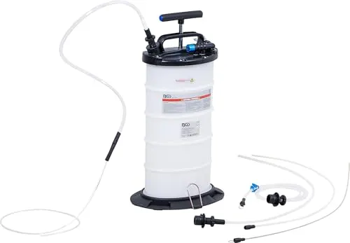 BGS 3155 Druckluft-Bremsenentlüfter & Ölabsauggerät - Bremsenentlüfter und Ölabsauggerät in einem, ideal für Motor-, Getriebe- und Hinterachsöle. Mit 10 L Behälter für effizientes Arbeiten ohne Hebebühne.