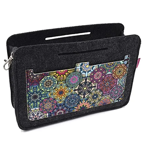 Bertoni Organizer aus Filz mit 8 Fächern für Handtasche Bag in Bag Tasche for Accessoires Innentasche Taschenorganizer Anthrazit Muster Bunt (Valencia)