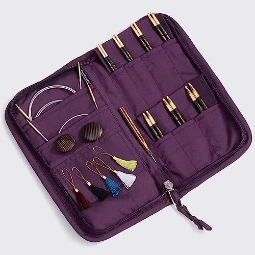 Lantern Moon Auswechselbare Stricknadeln – 7 Paar in 10 cm Länge - Stricknadeln – Hochwertige austauschbare Nadeln aus ethisch gewonnenem Ebenholz, perfekt für alle runden Projekte. Ergonomisches Design für komfortables Stricken ohne Ermüdung.