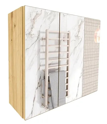 möbelkap Spiegelschrank Bad 60x50x17,8 cm Artisan Eiche - Moderner Spiegelschrank mit elegantem Design und drei Ablageflächen für optimale Organisation im Badezimmer. Beidseitig montierbare Tür und einfache Wandmontage machen ihn zum idealen Stauraumwunder für Ihr Bad.