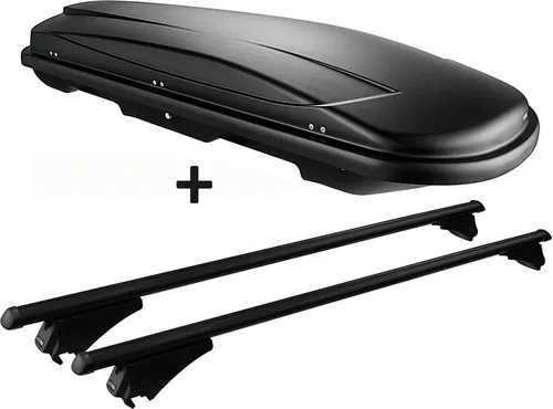 Skibox schwarz VDP JUXT500 lit + Relingträger Alu für Mitsubishi Outlander PHEV