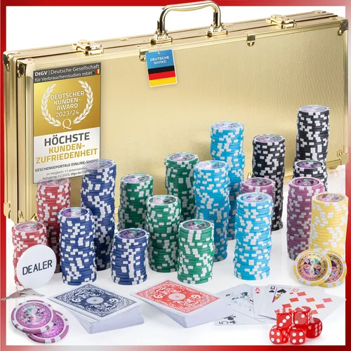 Profi Pokerkoffer Pokerset mit 300 Poker-Chips & Karten