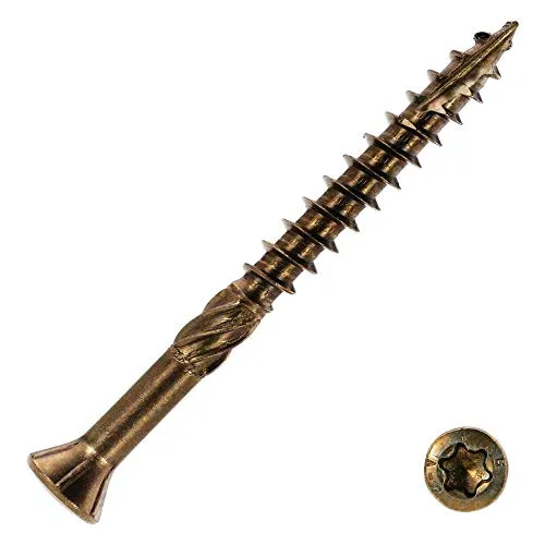 Terrassenschraube Antik Edelstahl A2, 5,0 x 50 mm, 500 Stück, Torx 25 inkl. Bit, mit Zulassung, brüniert im Verlegeeimer