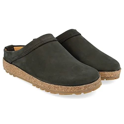 HAFLINGER Malmö Clogs aus Leder mit Gummisohle und Kork Latex Fußbett, Gr. 43 - Hochwertige Clogs für Herren mit hervorragendem Tragekomfort dank weichem Innenleder und rutschfester Gummisohle. Ideal für den täglichen Gebrauch im Innen- und Außenbereich.