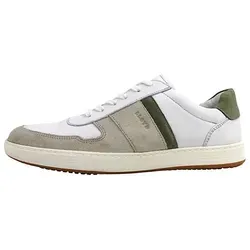 LLoyd Herren Low Sneaker BOSCO - Sportlich und bequem in Weiß - Sneaker aus hochwertigem Leder-Mix mit beigen und grünen Akzenten. Ideal für einen lässigen Freizeitlook, bietet er Stabilität, Komfort und eine rutschhemmende Laufsohle.