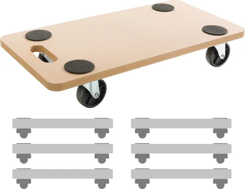 Arebos Rollbrett 6er Set | Möbelroller bis 200 kg Traglast - Materialtransporter für mühelosen Möbel- und Geräte-Transport, mit robustem MDF-Brett und leichtgängigen Lenkrollen für rückenschonendes Bewegen.