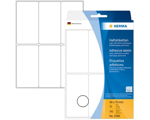 HERMA Etiketten Vielzweck-Etiketten 40x75mm weiß VE=192 Stück