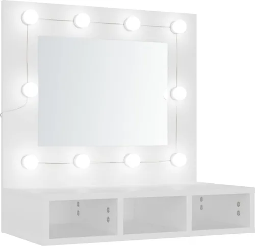 Artistenspiegel mit LED - Beleuchteter Wandspiegel für modernes Badezimmer - Badezimmerspiegel mit LED-Beleuchtung, ideal zum Schminken und Rasieren. Moderner, quadratischer Design mit Stauraum und einfacher Wandmontage.