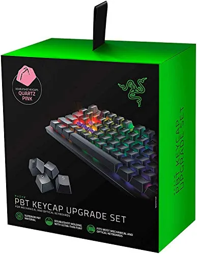 Razer PBT Keycap Set - Hochwertige Tastenkappen für Gaming Tastaturen - Komponenten & Ersatzteile. Robuste Doubleshot-PBT-Tastenkappen mit eleganter Beschriftung, ideal für intensives Gaming und Hintergrundbeleuchtung.