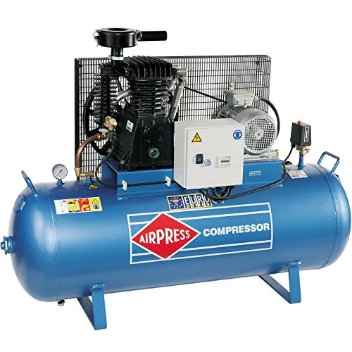 7,5 PS Kompressor K500-1000S - 2-stufiger 2-Zylinder Kolbenkompressor mit 500 Litern Volumen, ideal für professionelle Anwendungen dank 15 bar maximalem Druck und 1000 l/min Ansaugleistung.