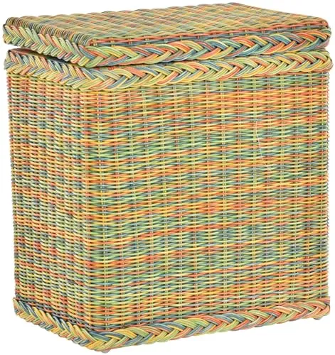 Korb-Outlet Wäschekorb mit Deckel und Inlett aus echtem Rattan - Wäschebox aus handgefertigtem Rattan, stabil und multifunktional als Sitzgelegenheit nutzbar. Ideal für stilvolle Wäschesammlung.