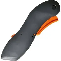 Sicherheitsmesser Ergo 17cm grau - Hochwertiges Schneidwerkzeug mit auswechselbarer Klinge aus rostfreiem Stahl, maximale Sicherheit durch automatische Klingenrückführung, ideal für Links- und Rechtshänder.
