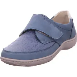 Waldläufer Komfort Slipper Henni Damen 31353035333835 - Bequemer Klettschuh in Blau, Größe 39 - Halbschuhe für Damen mit herausnehmbarem Wechselfußbett und flexibler Laufsohle, ideal für sensible Füße und perfekten Tragekomfort.