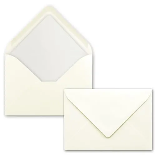 Briefumschläge Natur-Weiß - DIN C6 - gefüttert mit weißem Seidenpapier - 90 g/m² - 11,4 x 16,2 cm - Nassklebung - NEUSER PAPIER 50