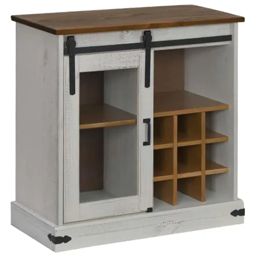 vidaXL Sideboard Halden mit Schiebetür - Weiß 80x40x80 cm - Kommode aus massivem Kiefernholz, langlebig und rustikal, mit leichtgängiger Schiebetür für maximalen Stauraum und vielseitige Einsatzmöglichkeiten in jedem Wohnraum.