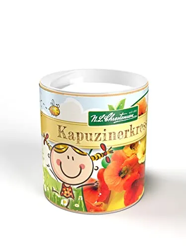 Kapuzinerkresse Zwergmischung Streudose 49g | Tropaeolum majus samenfest | 400 Pflanzen | Essbare Blüten Blätter