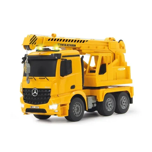 JAMARA 404950 - Schwerlastkran Mercedes Arocs 1:20 2,4G, drehbar und ausfahrbar mit realistischem Motorsound und LED Signallichtern