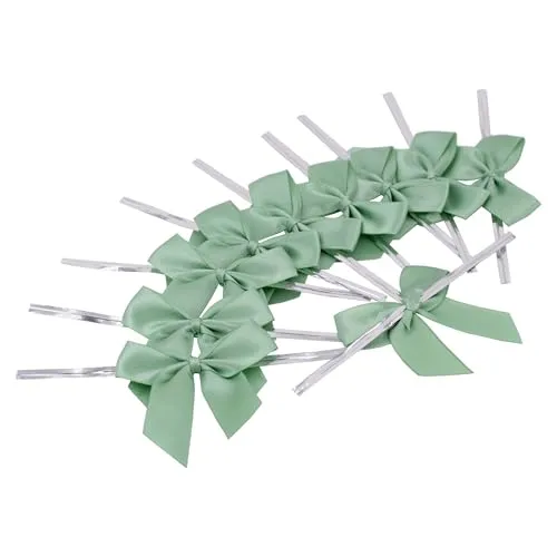 Creativery Satinschleifen 5cm 10 Stück - Farbauswahl - farbecht & waschbar - Schleifen mit entfernbarem Draht - Fertige Geschenkschleifen zum Dekorieren Basteln Aufnähen Kleben - Eukalyptus