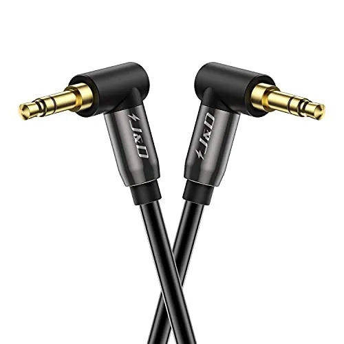 J&D AUX Kabel 4,5m, 90 Grad Rechteck Winkel 1/8 AUX Kabel Kupfer Shell 3.5mm Stereo Audio Auxiliary Kordel für Telefon Tablet MP3 Player und alle anderen Geräte