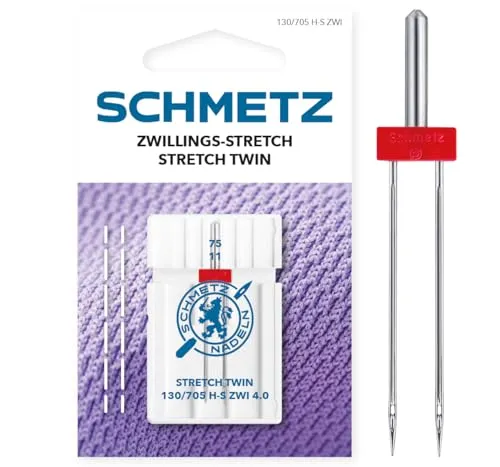 SCHMETZ | 1 Nähmaschinennadel | Zwillings-Stretch | 130/705 H-S ZWI 4.0 | Nadeldicke 4.0/75 | auf jeder gängigen Haushaltsnähmaschine einsetzbar
