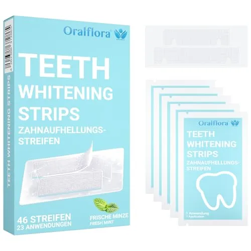 46x Zahnaufhellungsstreifen – Whitening Strips für sichtbar weißere Zähne in 7 Tagen, Zahnbleaching für Zuhause, angenehmer Minzgeschmack, 23x einfache Anwendungen