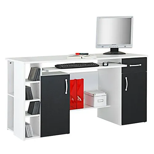 Möbeldesign Team 2000 GmbH Computertisch/Schreibtisch/PC-Tisch in Weiß - Schwarz 4129