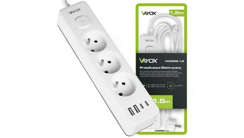 Przedłużacz 1,5MB 3GN+0 3x1,5mm 16A + 2x USB-A + 2x USB-C VA0382-1 5905490809872