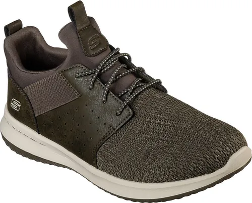 Skechers Herren Delson Camben Sneaker - Olive Mesh W Synthetic, 44 EU - Herren-Sneaker mit luftgekühlten Memory Foam Einlegesohlen für höchsten Komfort und eine klassische Passform. Ideal für den Alltag!